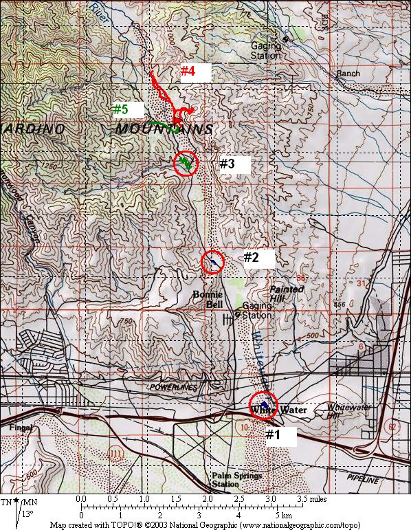 map showing locations for the surveys of 18 March 2010