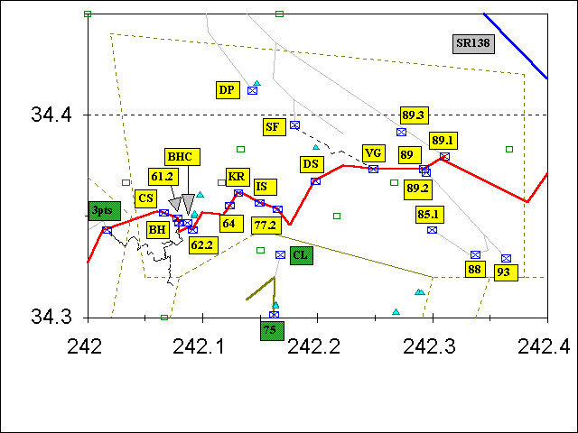 map showing hikes in Mt. Islip region of SGM